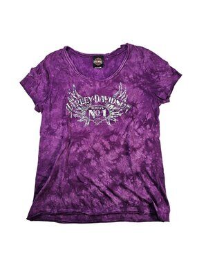 Harley-Davidson Always no.1 T-Shirt Women's Size L Purple Tie-Dye Wurtsboro, NY